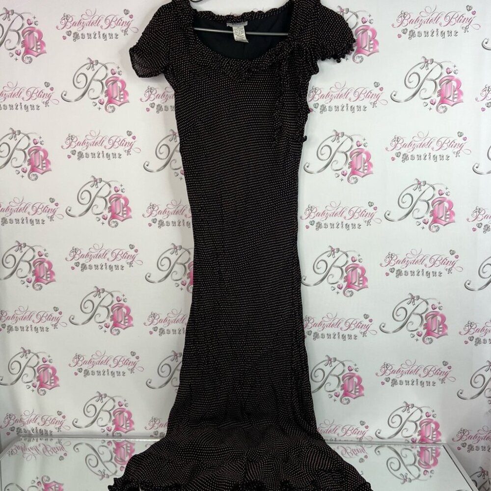 Jessica dress long polka dot tie up ribbon 🎀 bow Black pink dotted Maxi Dress
